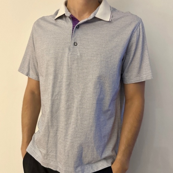 Robert Graham patterned white polo shirt - L - Picture 1 of 17